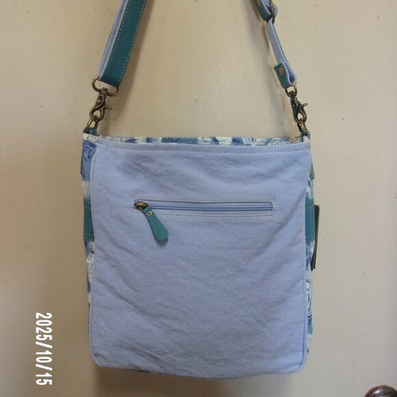 NWT, Myra Bag Co Blue Canvas Purse with Leather Trim - Picture 7 of 7